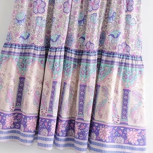 Poinciana Gown DRESS Lilac Floral Maxi MIDI Blue - Picture 8 of 8